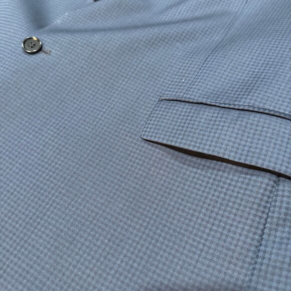 100%‎ Wool Turnbury 48R Navy Blue Checkered 48 R Blazer Jacket 2 Button Coat - Picture 8 of 8